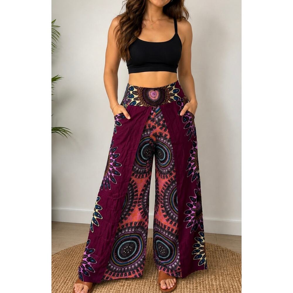 Boho Mandala Wide-Leg Pants